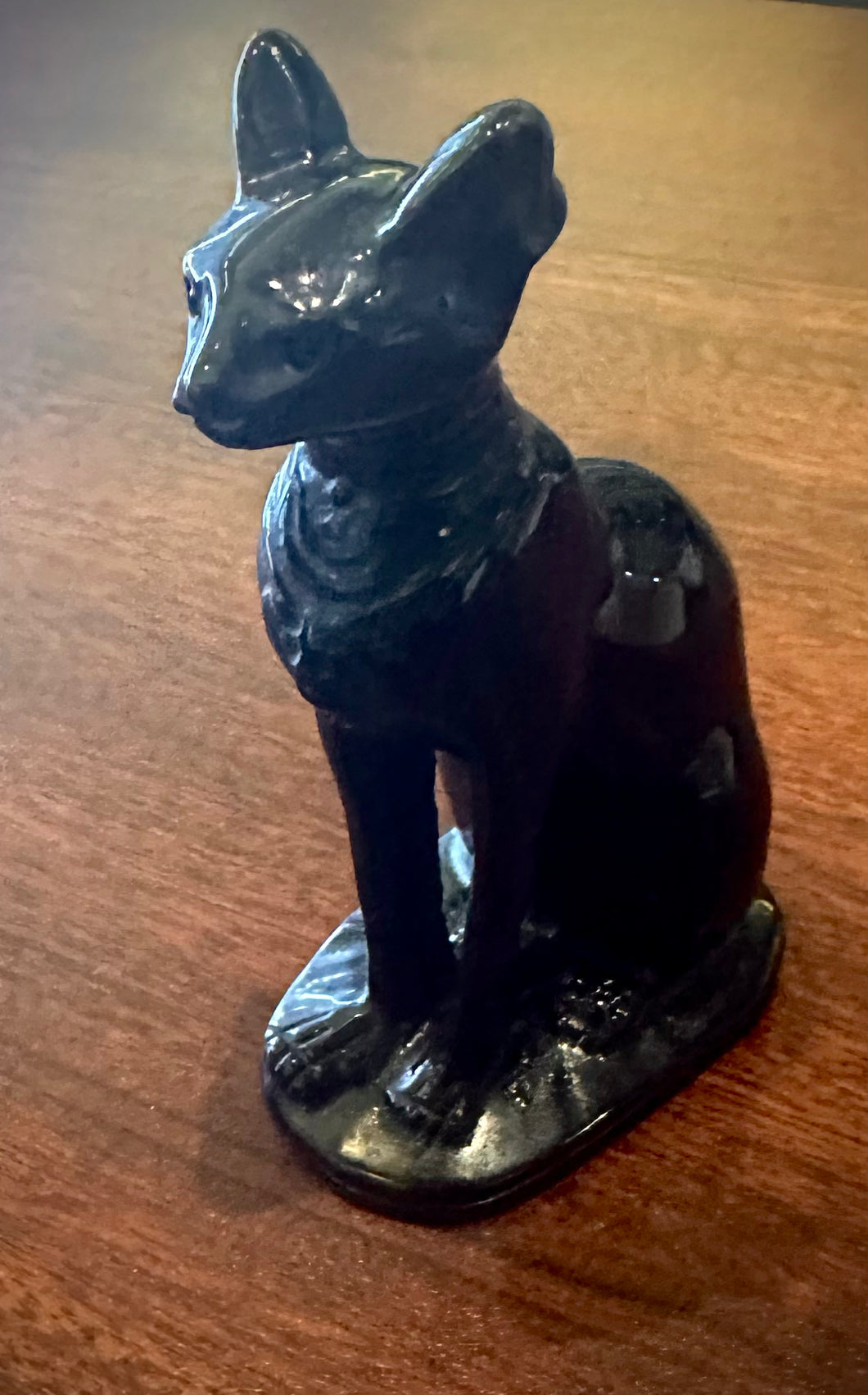 Black Obsidian Bast carving