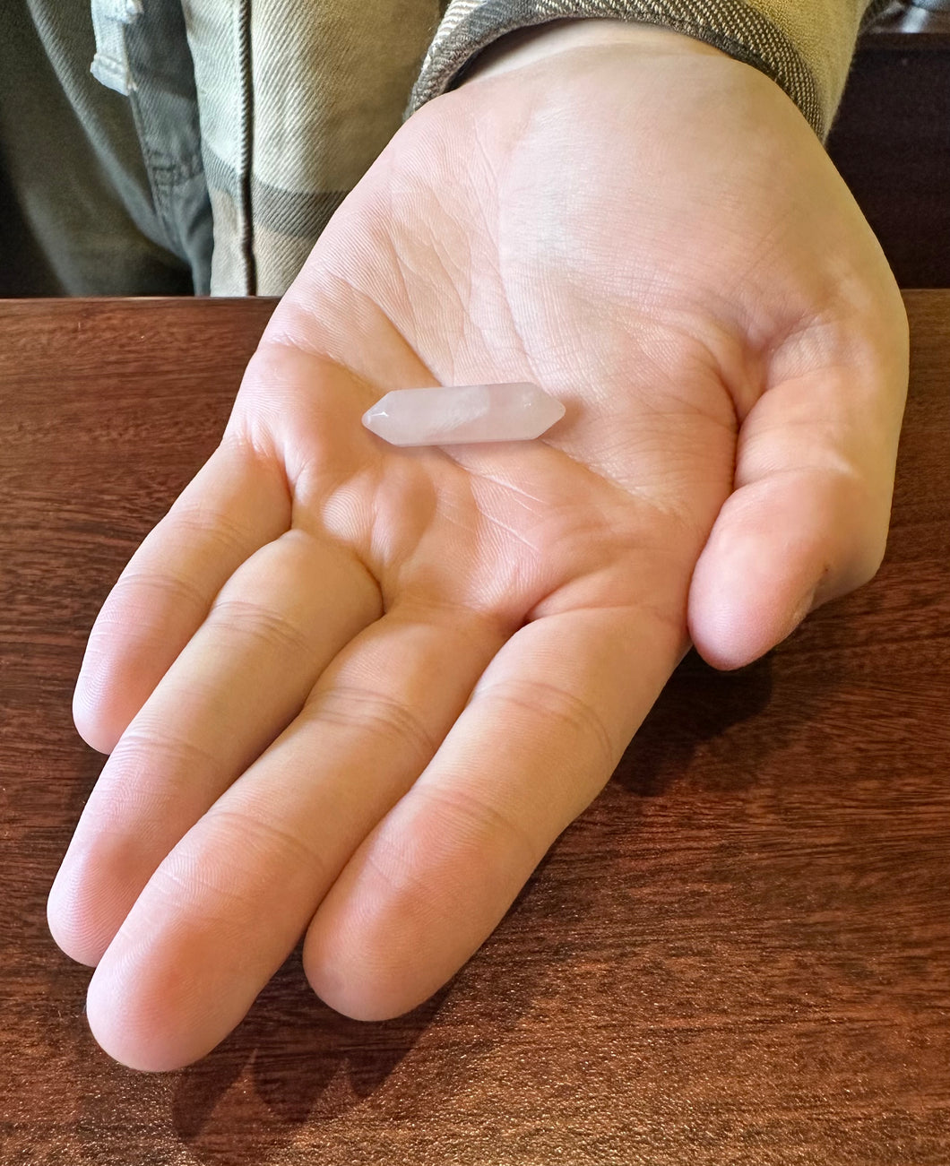 Rose quartz double point