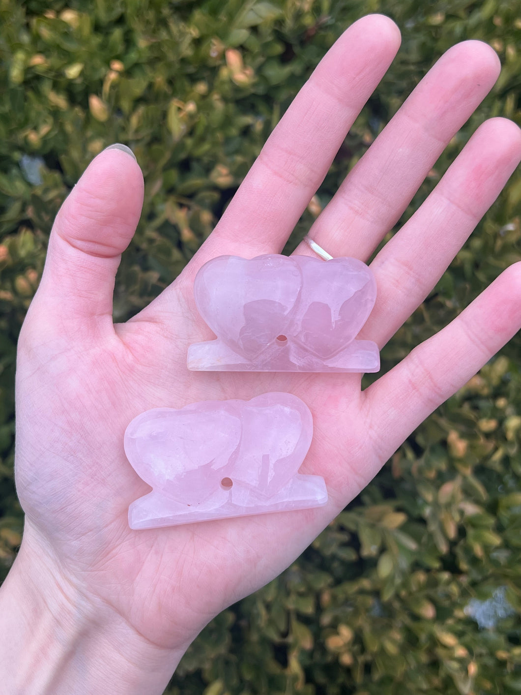 Rose quartz double heart